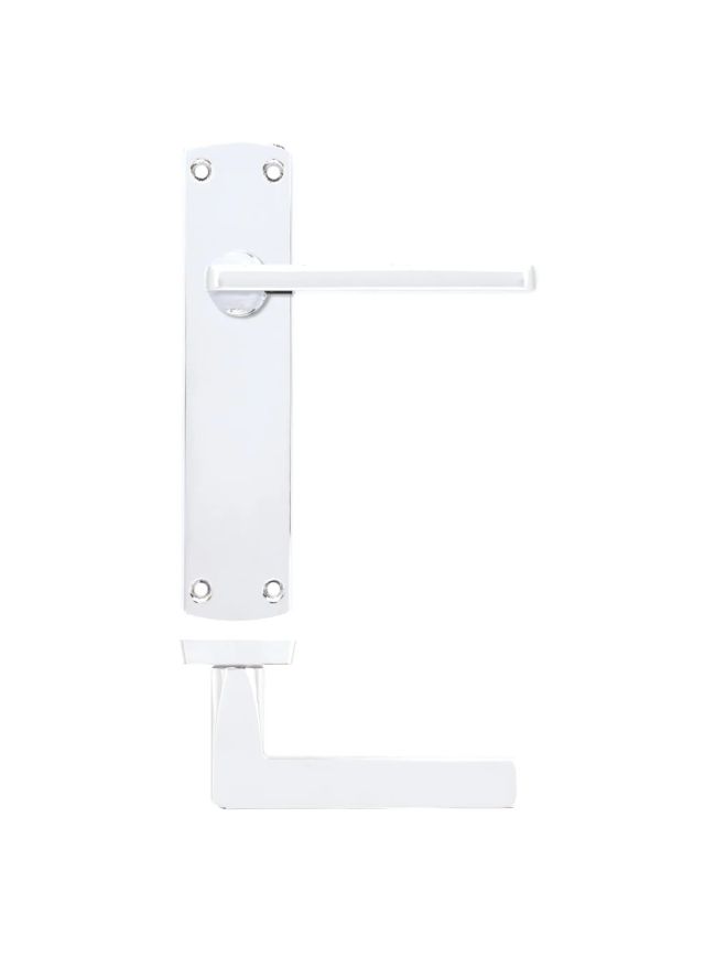 Zoo Hardware Leon lever on latch backplate - Polished Chrome