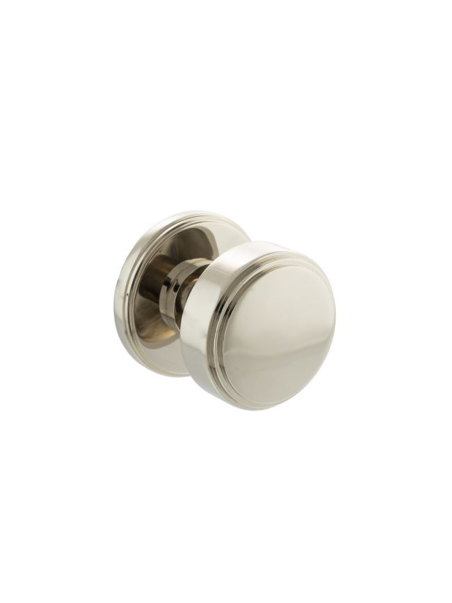 Millhouse Brass Boulton Brass Stepped Mortice Knob on Concealed Fix Rose - Polished Nickel