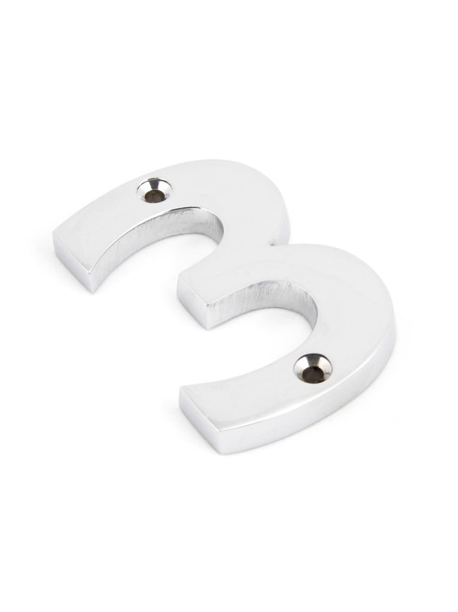 Polished Chrome Numeral 3