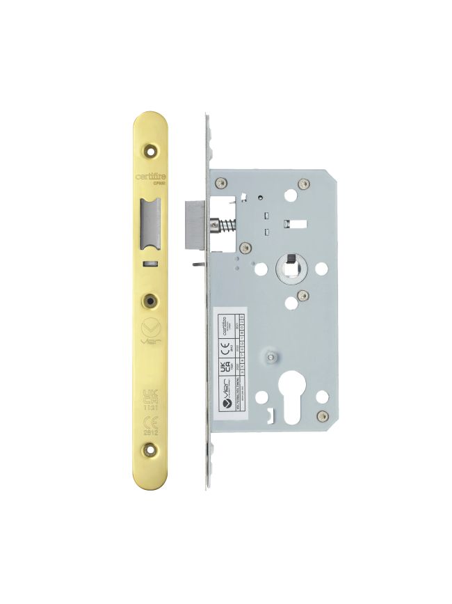 Zoo Hardware 2 Piece - DIN night latch - 72mm c/c - backset 55mm - radius - Brass