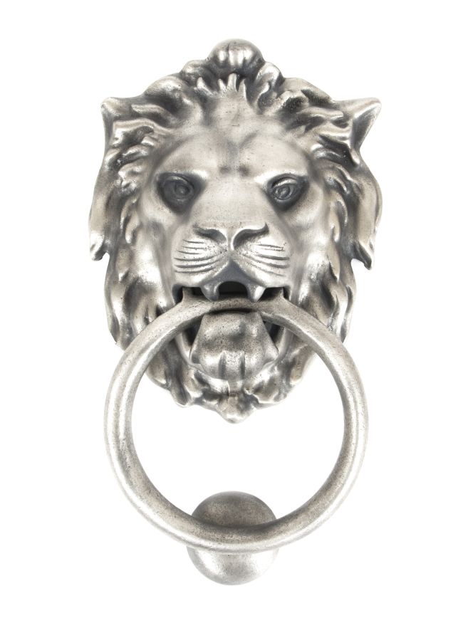 Antique Pewter Lion Head Door Knocker