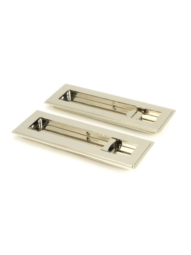 Polished Nickel 175mm Art Deco Rectangular Pull -Privacy Set