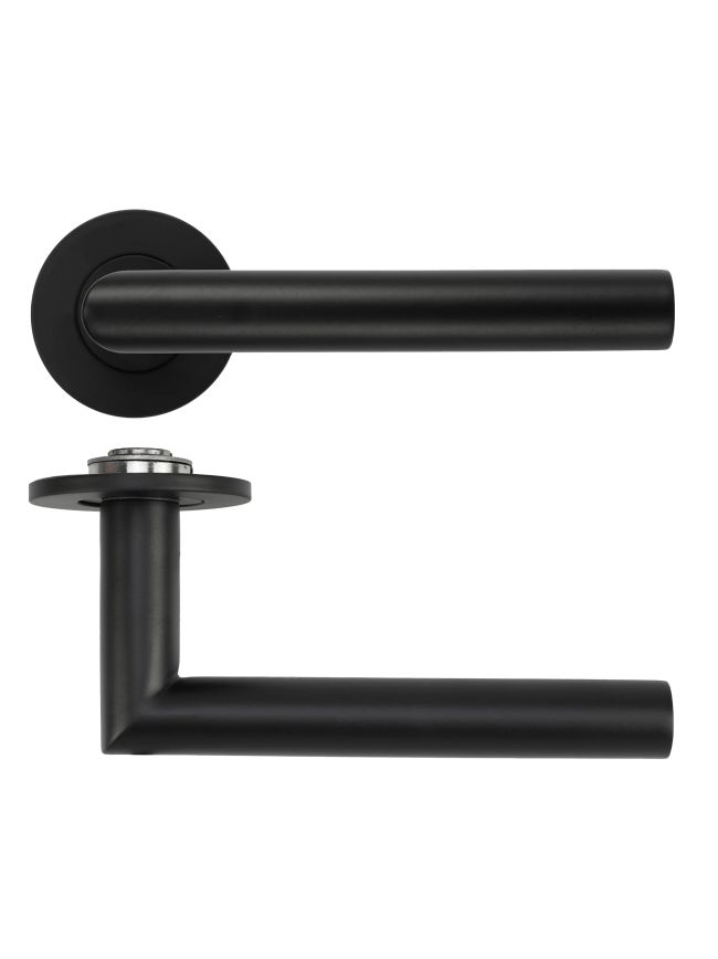Zoo Hardware Lugano Lever on 4mm Round Slim Sprung Rose - Black