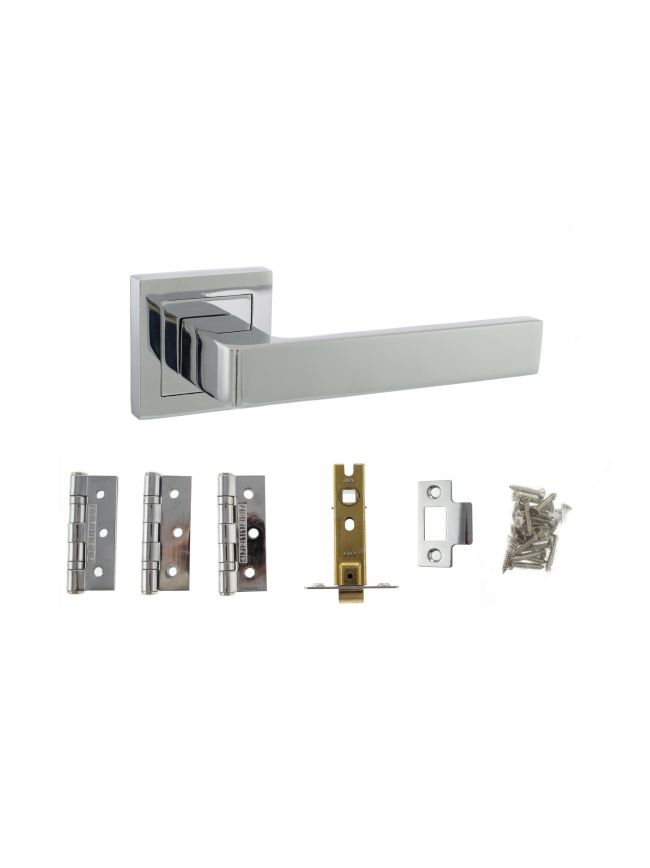 Atlantic Montana Door Pack Bundle (3" Latch, 3"x2" Hingesx3) - Polished Chrome