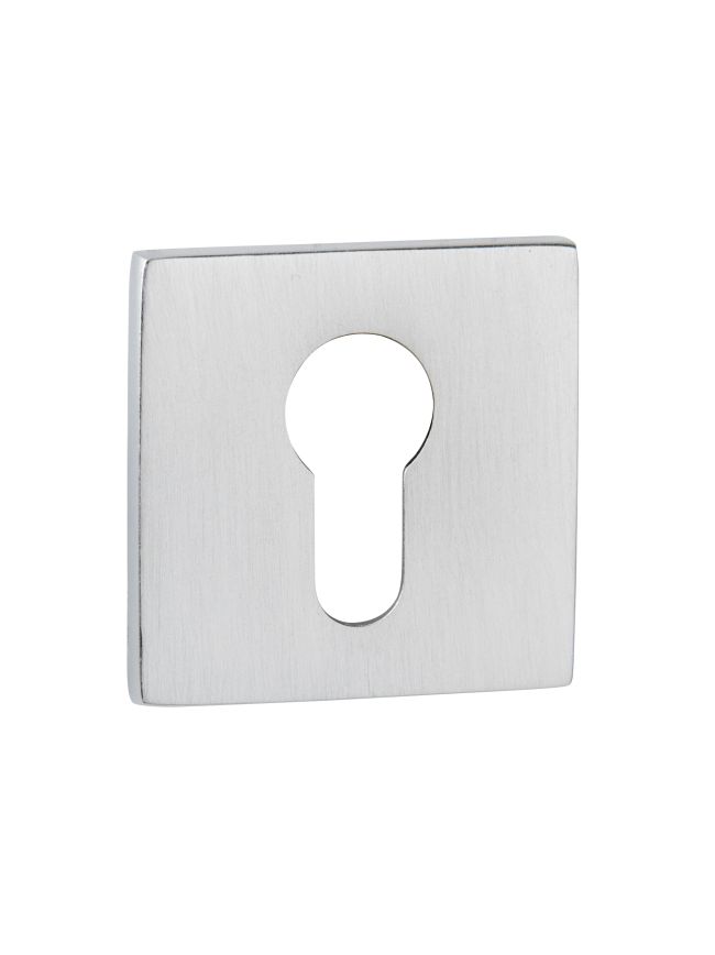 Tupai Rapido 5S Line Euro Escutcheons on 5mm Slimline Square Rose - Satin Chrome (Pair)