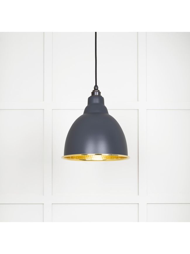 Hammered Brass Brindley Pendant in Slate
