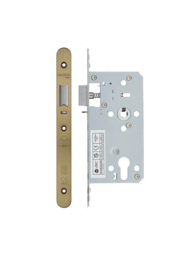 Zoo Hardware 2 Piece - DIN night latch - 72mm c/c - backset 55mm - radius - Antique Brass