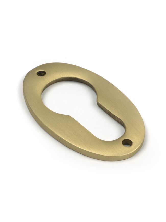Satin Brass Oval Euro Escutcheon