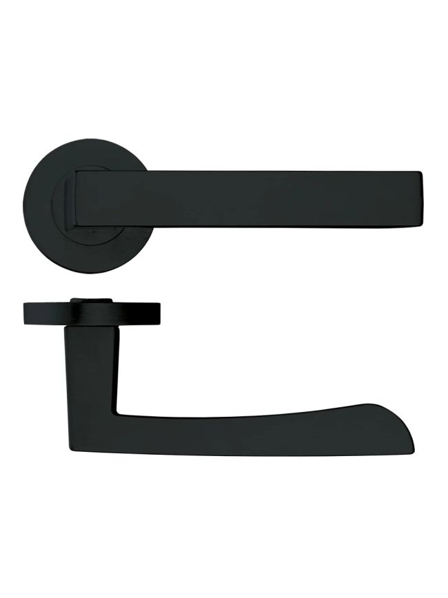 Zoo Hardware Mensa lever on round rose - Black