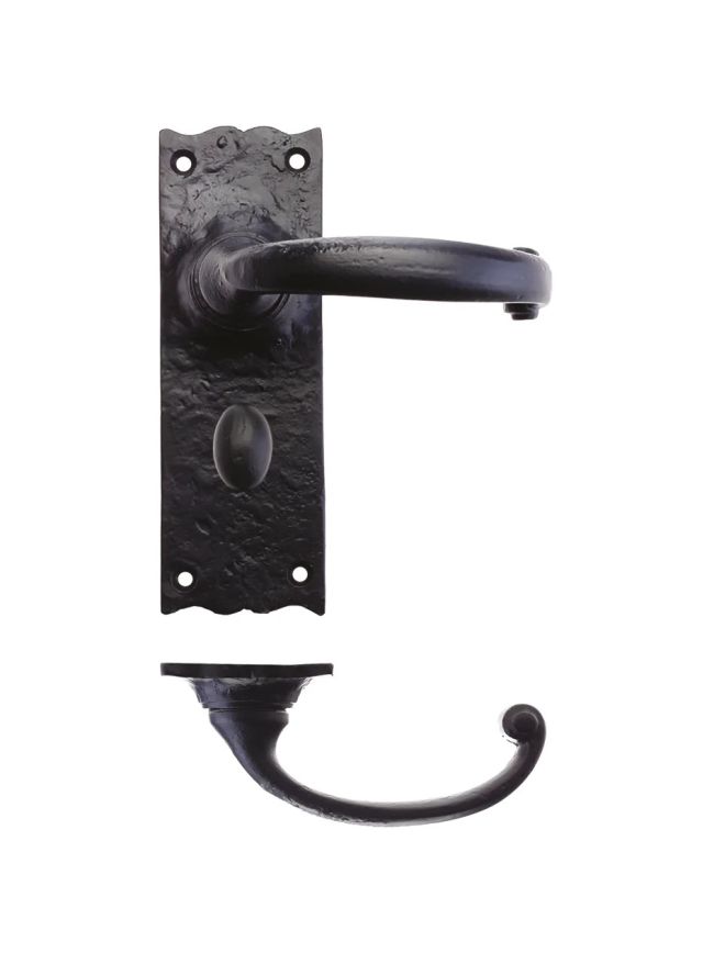 Zoo Hardware Traditional Lever on Bathroom Backplate - 6" - Black