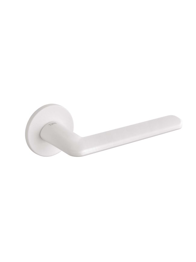 Tupai Rapido 5S Line Tavira Lever Door Handle on 5mm Slimline Round Rose - White (Pair)