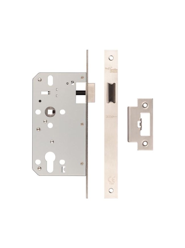 72mm Satin Stainless Steel Din Euro Latch 60mm Backset - By Frelan Hardware - JL-DL60SSS