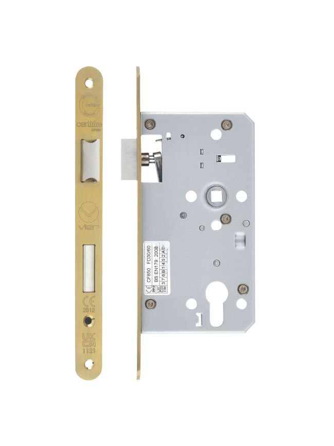 Zoo Hardware Din escape lock - 72mm c/c - backset 60mm - radius - Brass