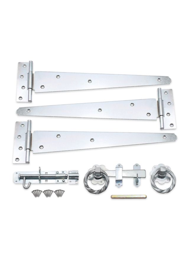 14" 350mm Twist Ring Gate Ironmongery Kit Zinc