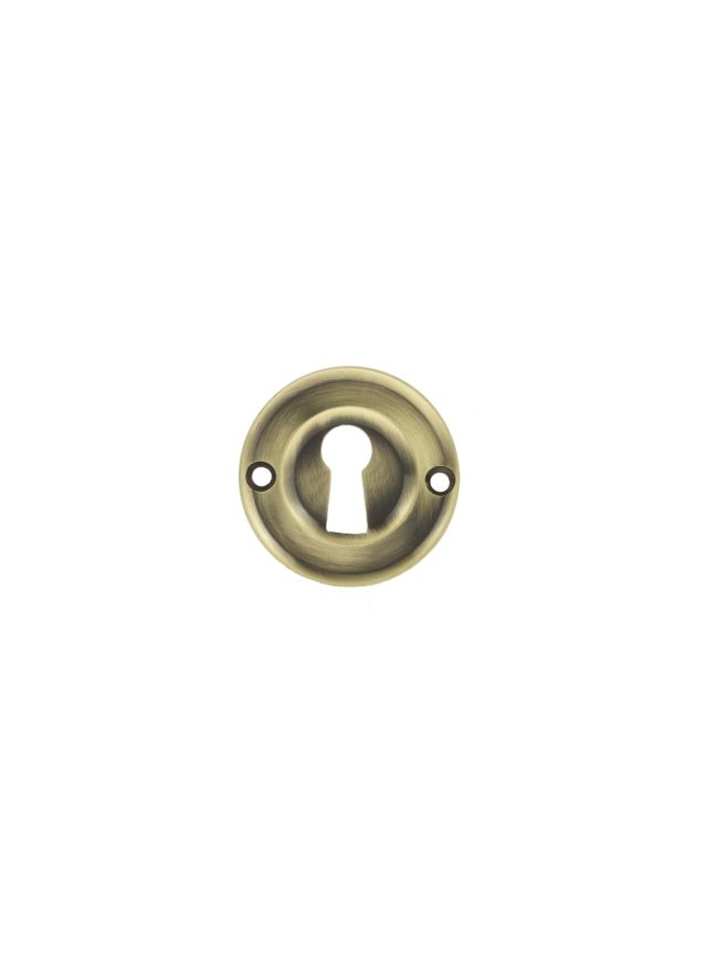 Old English Solid Brass Open Key Hole Escutcheons - Antique Brass (Pair)