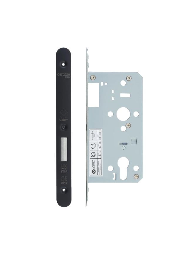 Zoo Hardware 2 Piece - DIN euro deadlock - backset 55mm - radius - Black