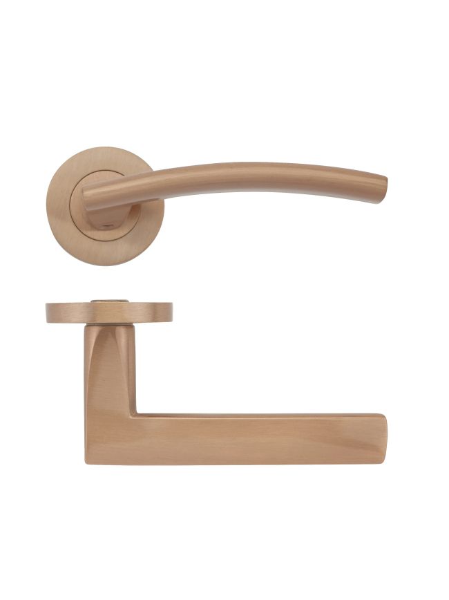Zoo Hardware Amalfi lever on round rose - Tuscan Rose Gold