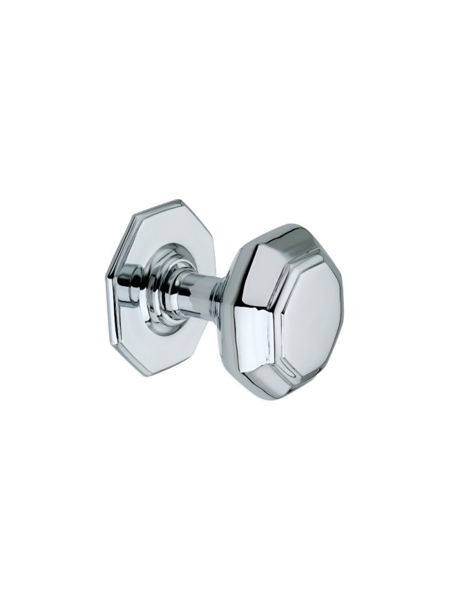 Octagonal Centre Door Knob Polished Chrome