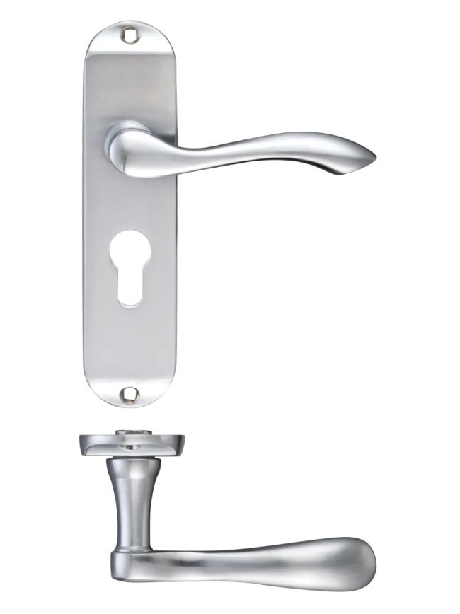Zoo Hardware Project Arundel lever on euro backplate - 175mm x 42mm - Satin Chrome