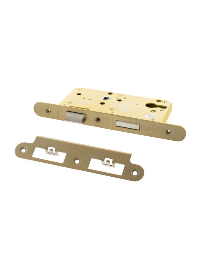 Atlantic DIN Radius Heavy Duty Euro Profile Sashlock Double Throw 60mm backset - Satin Brass