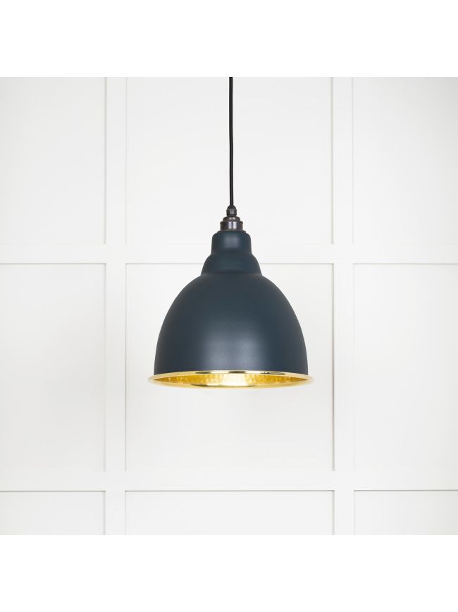 Hammered Brass Brindley Pendant in Soot