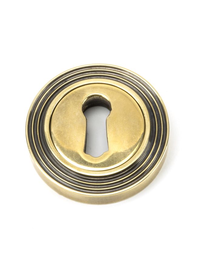 Aged Brass Round Escutcheon (Beehive)