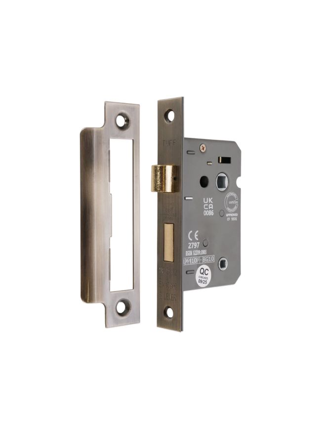 2.5" CE 3 Lever Bathroom Lock FD60 - Aged Brass