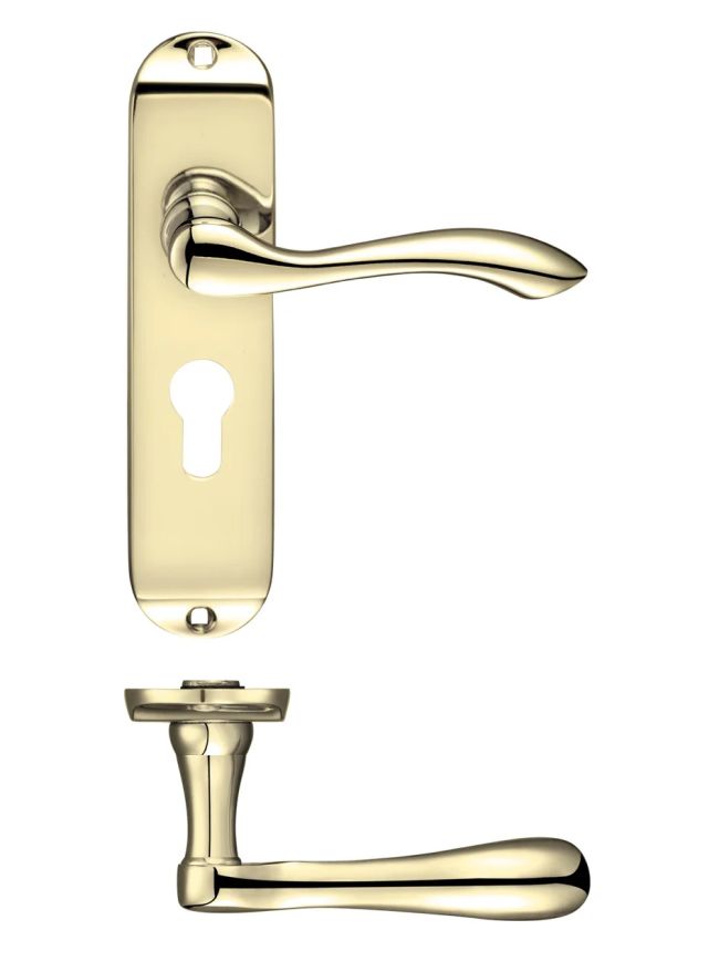 Zoo Hardware Project Arundel lever on euro backplate - 175mm x 42mm - Electro Brass
