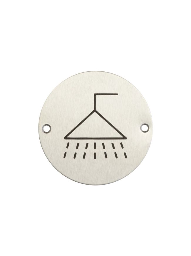 Stainless Steel Shower Symbol 75mm Satin Stainless Steel - By Frelan Hardware - JS106SSS