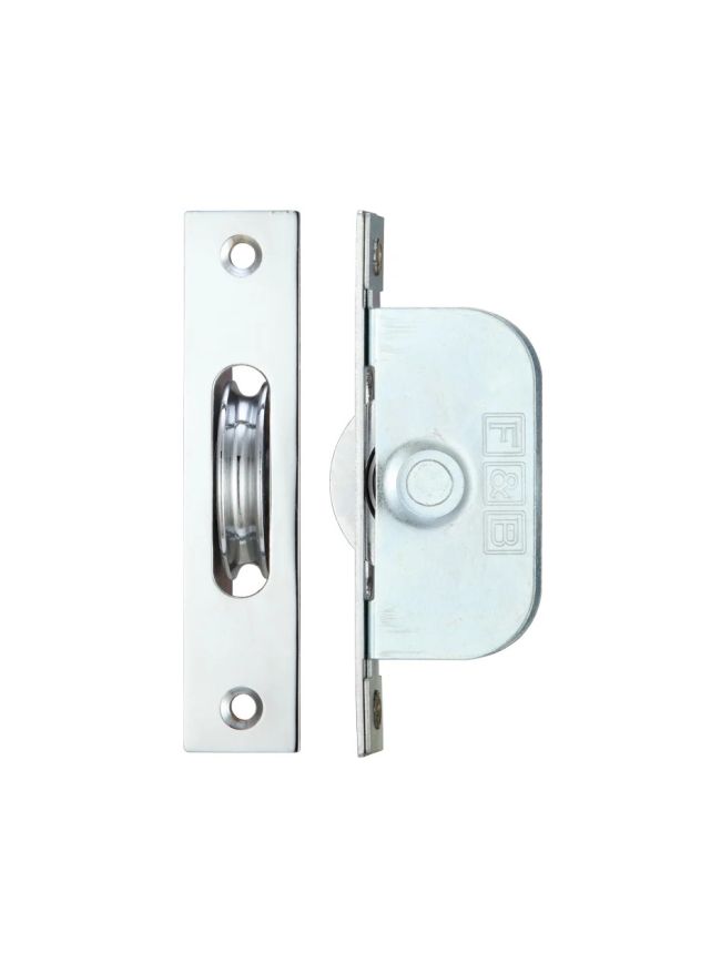 Zoo Hardware Brass Ball Bearing Pulleys - 1 3/4" Square Forend - Polished Chrome