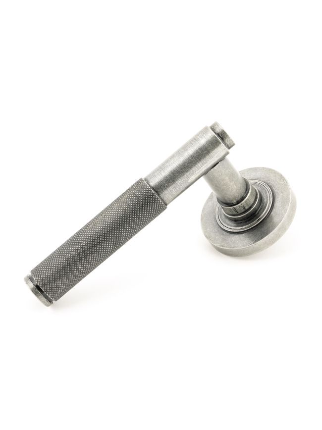 Pewter Brompton Lever on Rose Set (Plain)