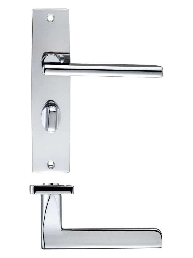 Zoo Hardware Venice lever on bathroom backplate - Polished Chrome