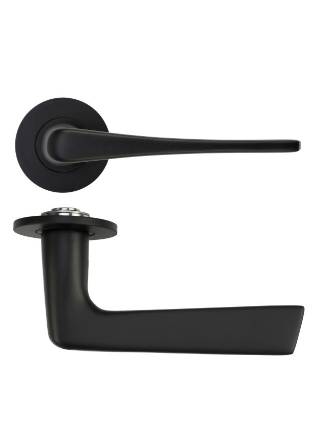 Zoo Hardware Como Lever on 4mm Round Slim Sprung Rose - Black