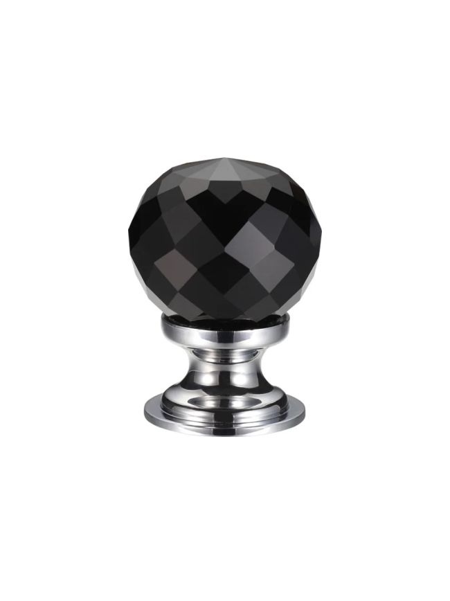 Zoo Hardware Glass Ball Cabinet Knob - Facetted 30mm - Chrome
