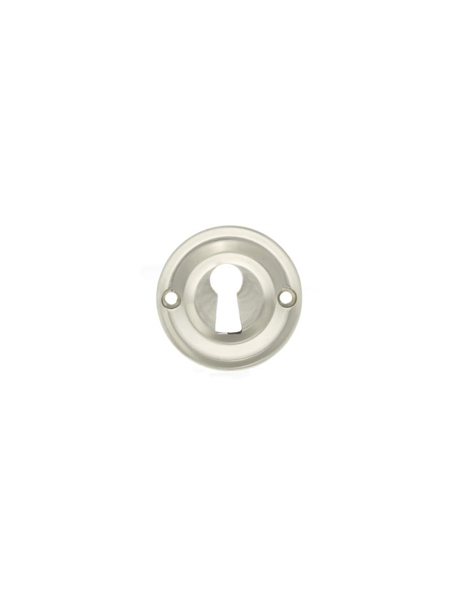 Old English Solid Brass Open Key Hole Escutcheons - Satin Nickel (Pair)