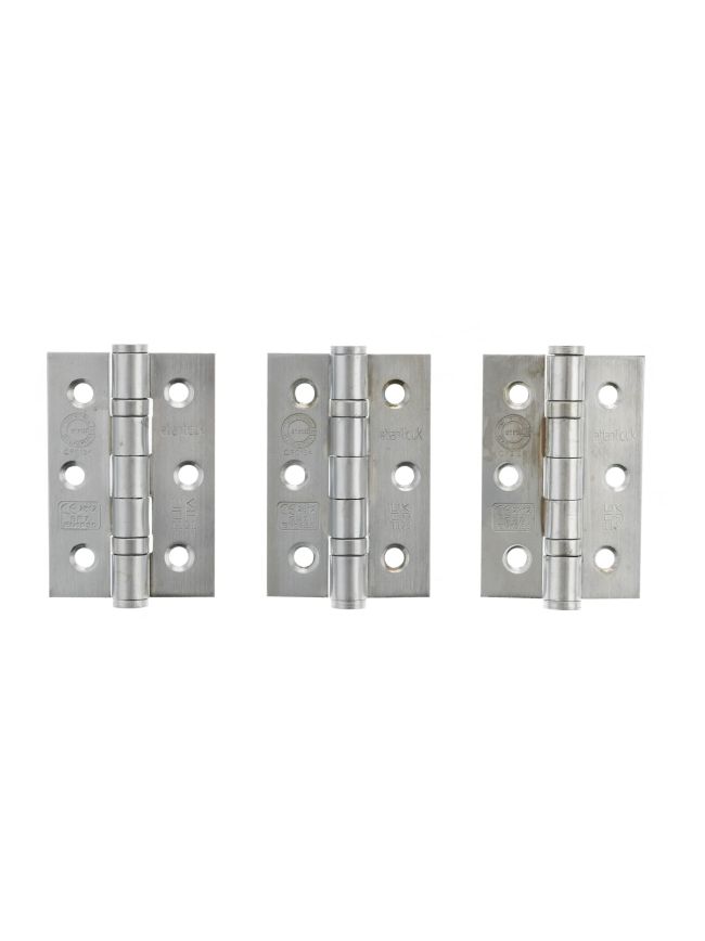 Atlantic CE Fire Rated Grade 7 Ball Bearing Hinges 3" x 2" x 2mm set of 3 - Satin Chrome