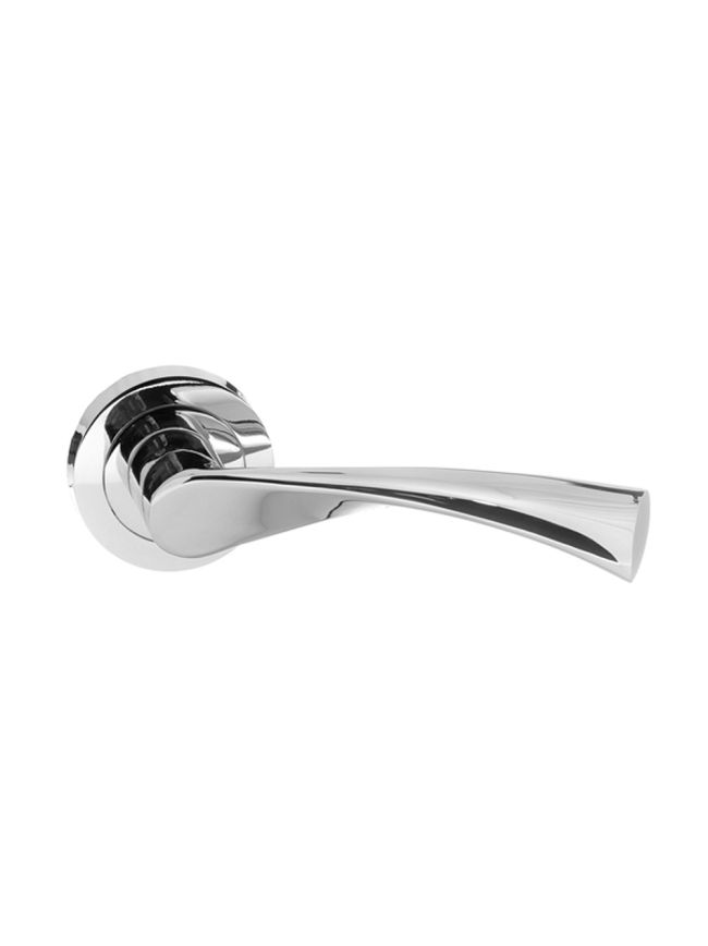 STATUS Colorado Lever Door Handle on Round Rose - Polished Chrome (Pair)