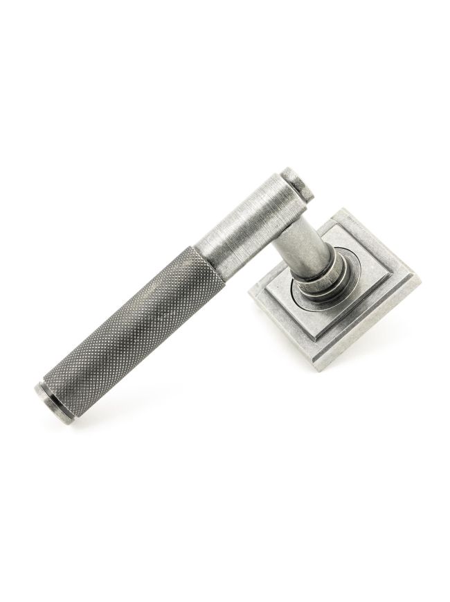 Pewter Brompton Lever on Rose Set (Square) - Unsprung