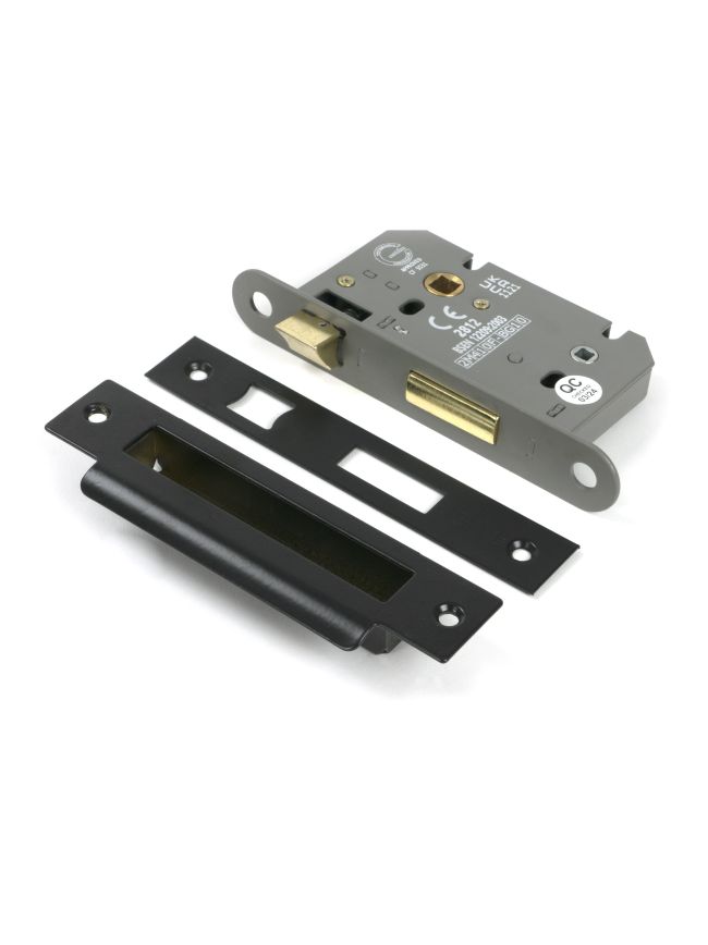 Black 2½" Heavy Duty Bathroom Mortice Lock