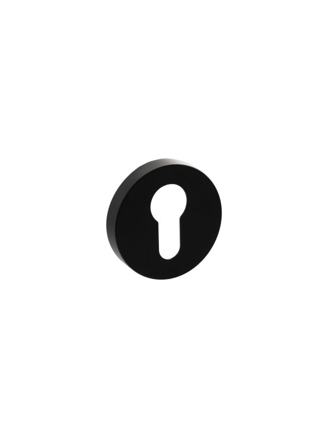 Senza Pari Euro Escutcheons on Minimal Round Rose - Matt Black (Pair)