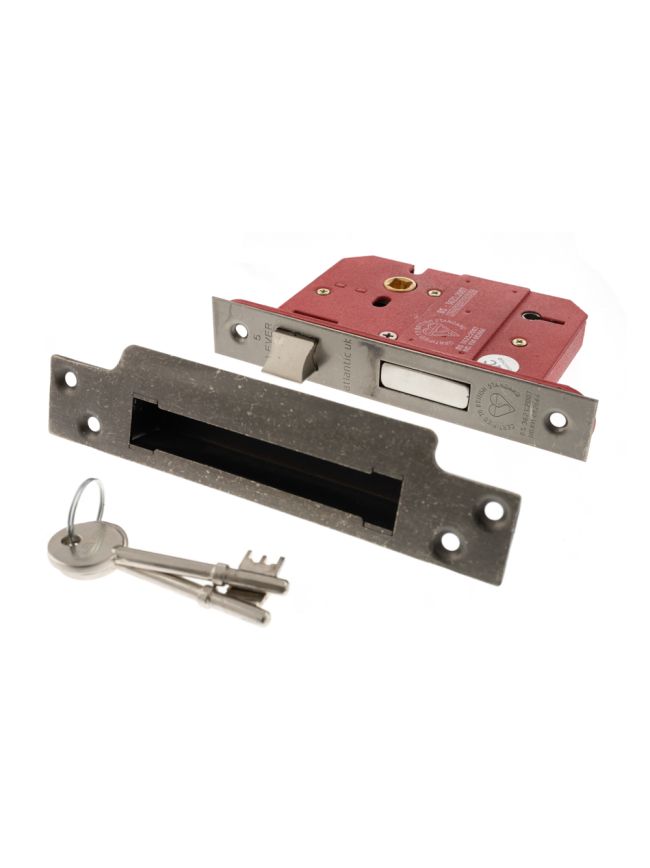 Atlantic 5 Lever Key Sashlock [BS] Keyed Alike 2.5" - Distressed Silver