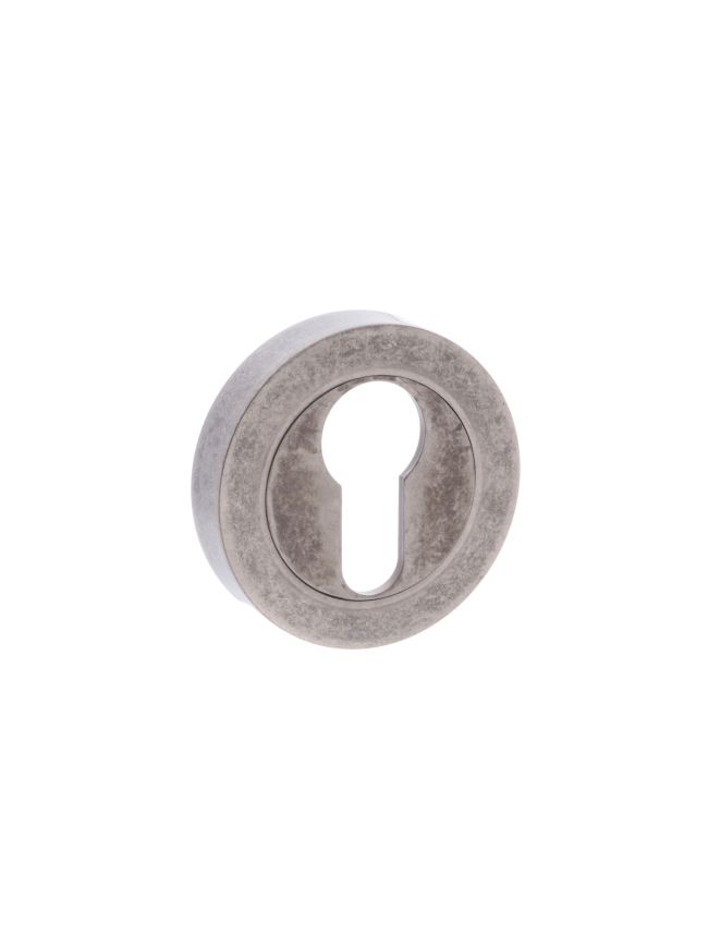 Old English Euro Escutcheons - Distressed Silver (Pair)