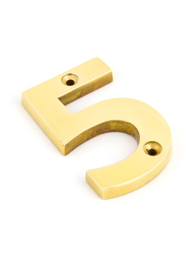Polished Brass Numeral 5