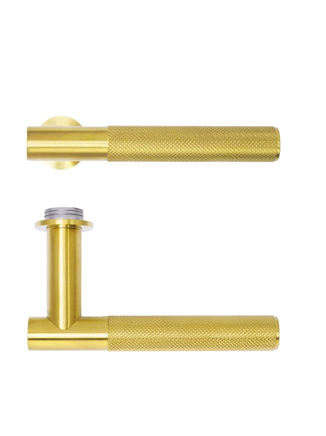 Zoo Hardware Orta Lever on 32mm Round Mini Rose - PVD Satin Brass