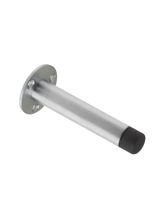 Zoo Hardware Door Stop - Cylinder with Rose 90mm - Face Fix - Satin