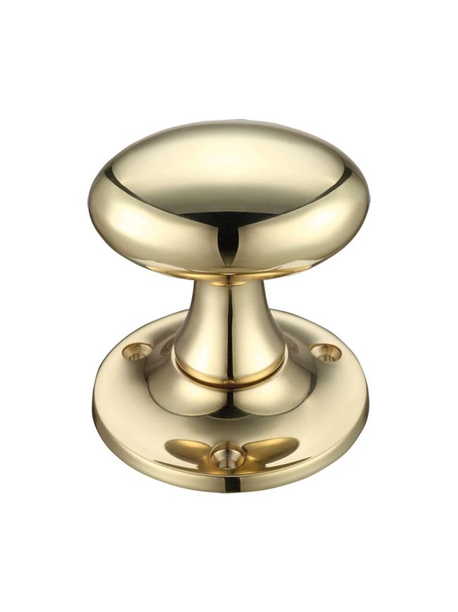 Zoo Hardware Oval Mortice Knob Furniture 60mm Rose dia. - Polished Brass