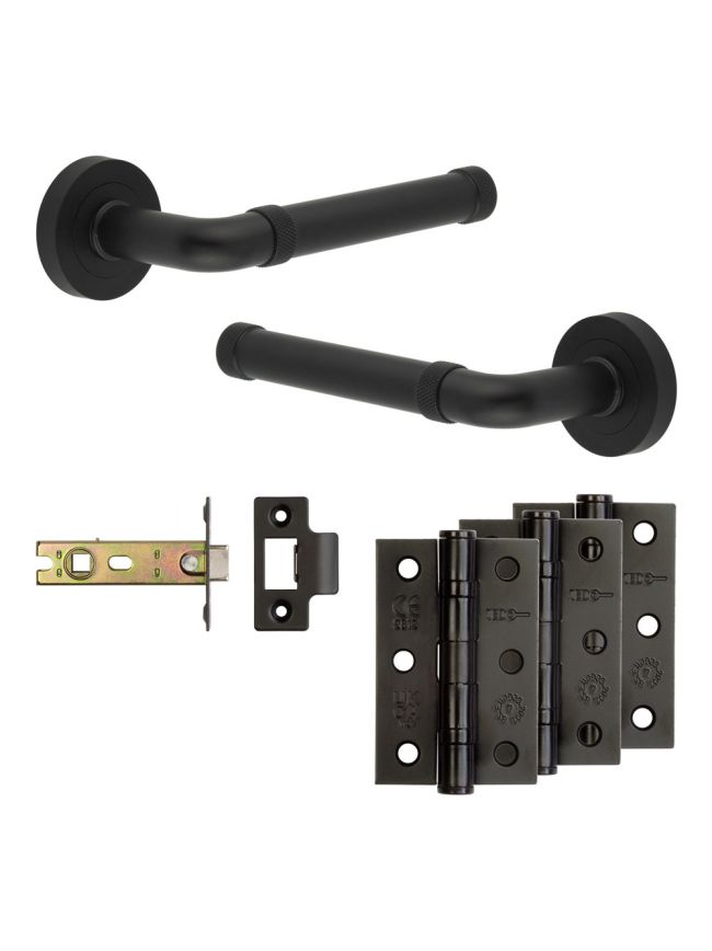 Complete Midtown Door Handle Pack - Internal Doors - Matt Black - 76mm / 3-inch Hinges - JE-G4B-MB