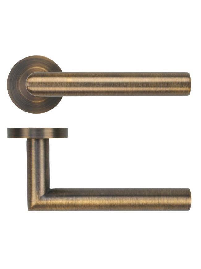 Zoo Hardware Lugano Lever on Round Rose - Antique Brass