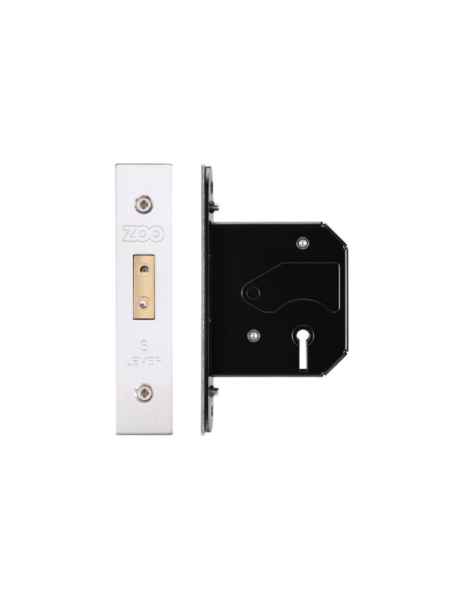 Zoo Hardware 3 Lever Replacement Dead Lock - 64mm c/w PVD Forend and Strike - Satin Stainless