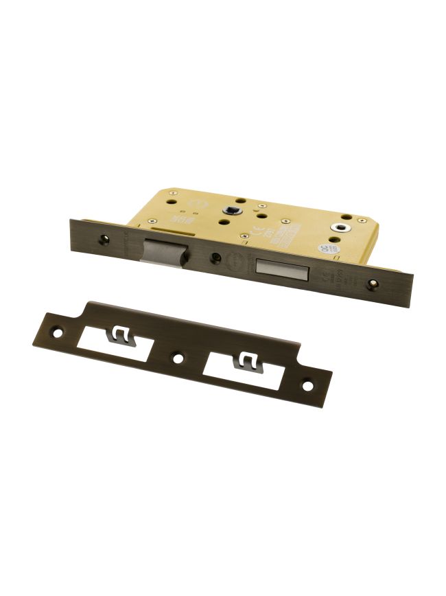 Atlantic DIN Heavy Duty Bathroom Lock Single Turn 60mm backset - Matt Antique Brass